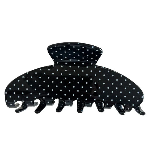 Black polka dot hair claw clip