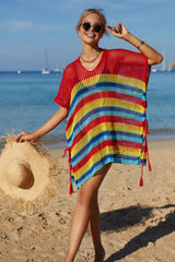 Rainbow Stripe Openwork Slit Cover Up | Dress In Beauty