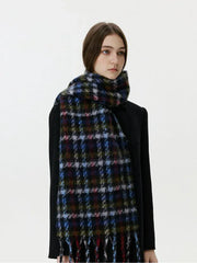 Brushed Faux Mohair Plaid Scarf - View 8 | TEVQA