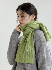 Y2K Star Accent Ribbed Knit Scarf - TEVQA