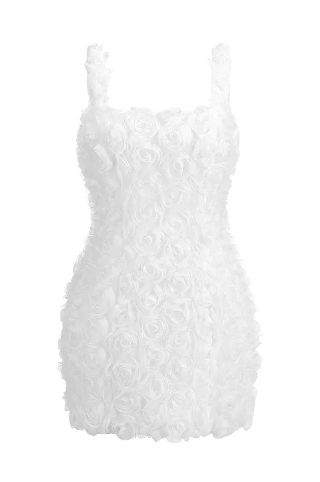 3D floral mini dress with square neckline - View 9 | TEVQA