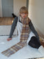 Extra Long Wool Blend Plaid Scarf with Fringe