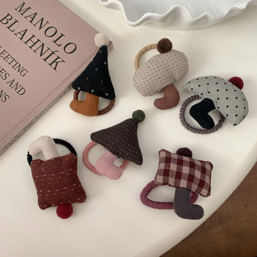 Whimsical Padded Charm Hair Tie - Cute Knit Elastic for Girls - TEVQA