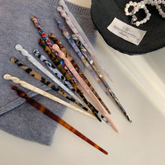 French Design Twist Acetate Hair Stick (6.9 Inch) - TEVQA