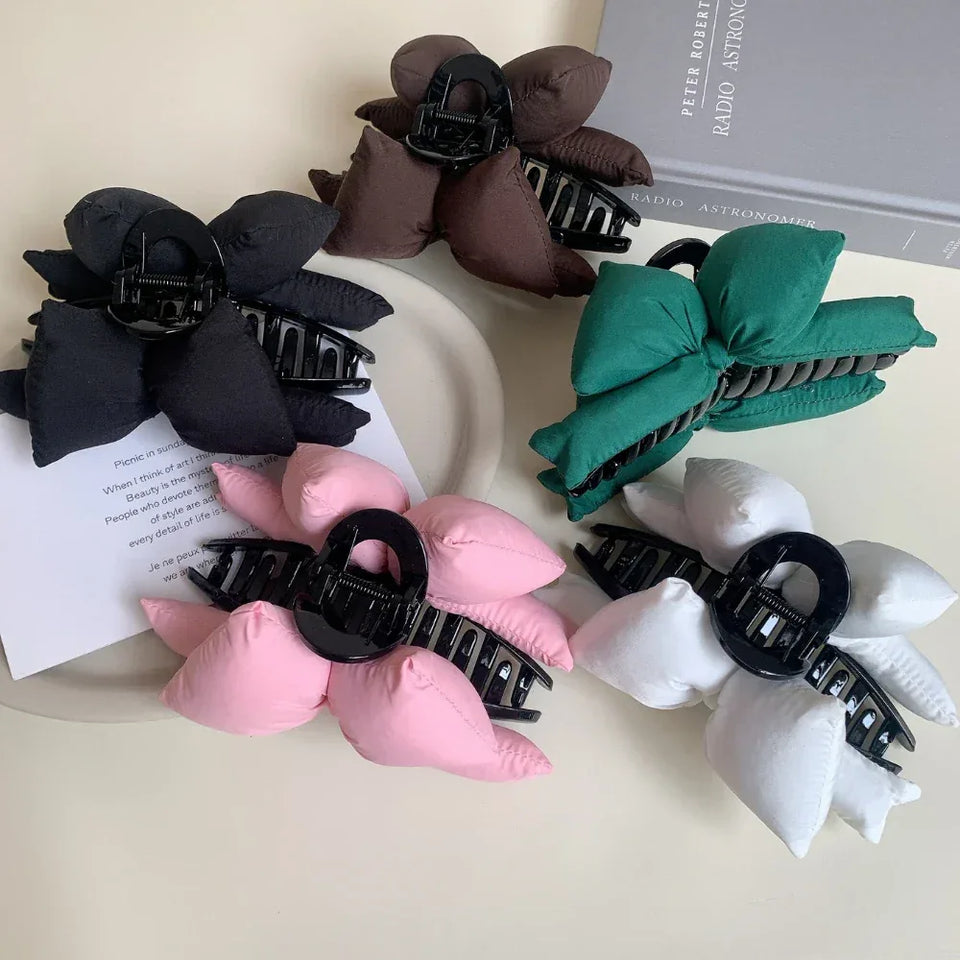 Large Padded Bow Hair Claw Clip - 5 Inch Soft Fabric Updo Clip - TEVQA Secondary image