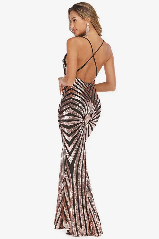 Mermaid Sequin Evening Dress - View 11 | TEVQA