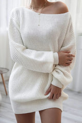 Slouchy Ribbed Knit Sweater Dress - View 6 | TEVQA