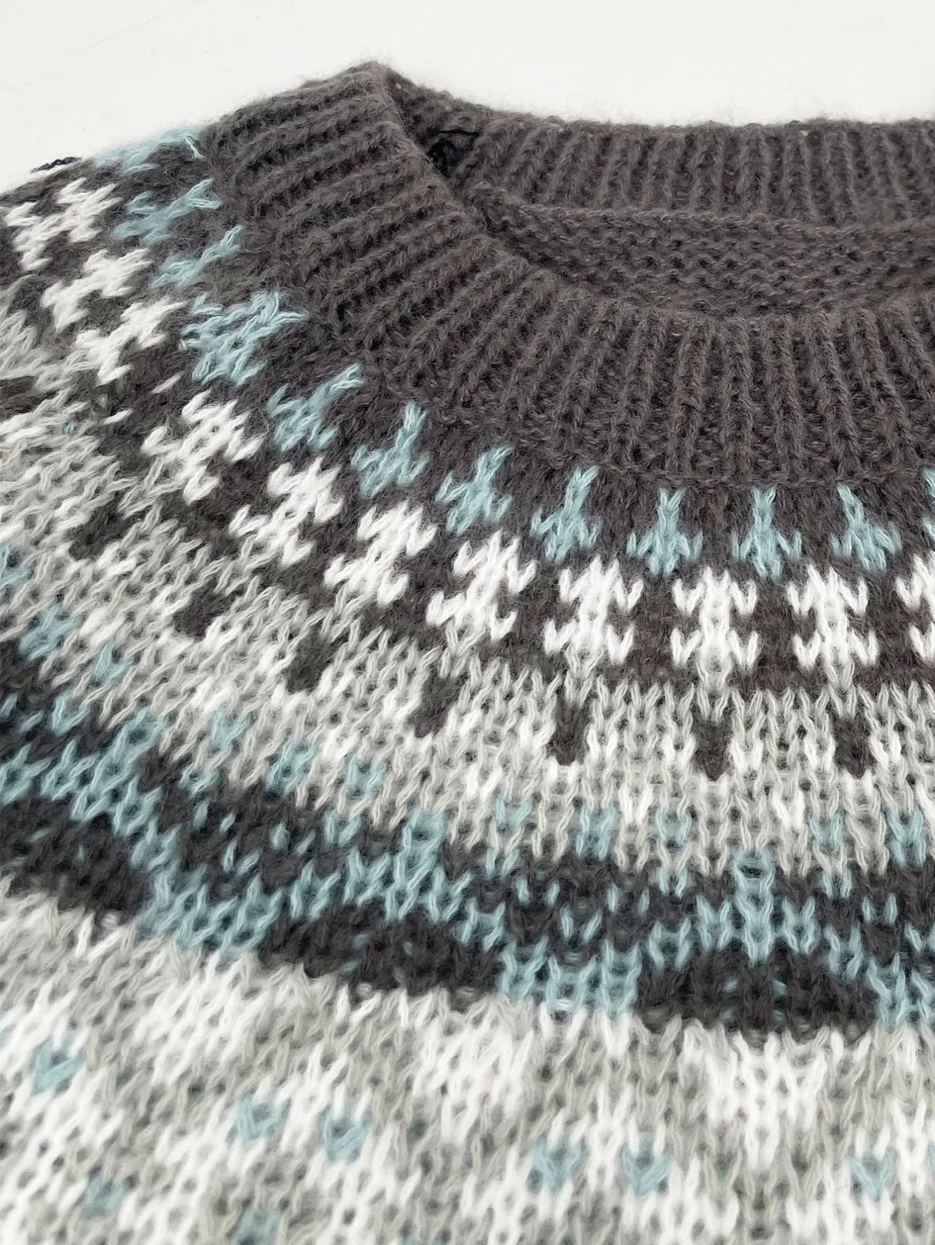 Vintage Fair Isle Jacquard Knit Sweater - TEVQA