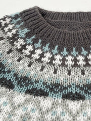 Vintage Fair Isle Jacquard Knit Sweater - TEVQA