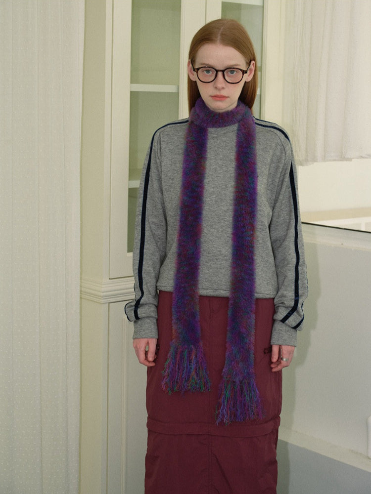 Y2K Soft Girl Pink Faux Mink Skinny Scarf