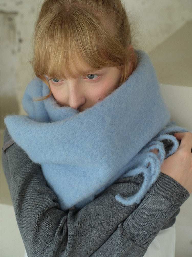 Extra Long Brushed Wool Blend Scarf