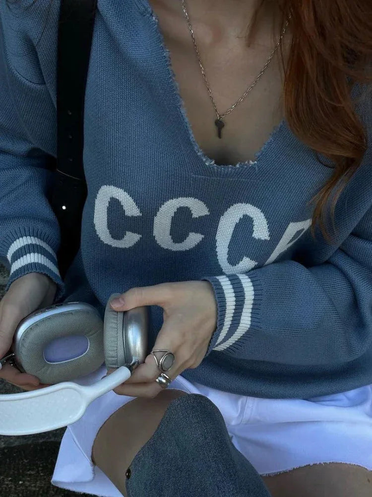 Retro Red CCCP Varsity Sweater with sailor collar and striped trim - View 11 | TEVQA
