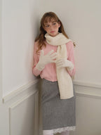 Wool Blend Textured Knit Scarf