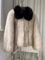 Elysian Contrast Collar Faux Fur Jacket - View 7 | TEVQA