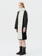 Soft Wool Blend Striped Scarf with Fringe