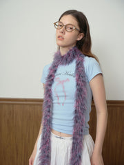 Y2K Acubi Style Faux Mink Skinny Scarf
