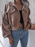 Cropped Corduroy Jacket - View 6 | TEVQA