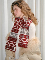 Red Fair Isle Pattern Chunky Knit Holiday Scarf