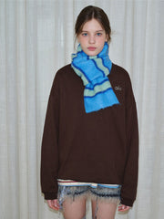 Blue & Navy Striped Fuzzy Knit Neckwarmer