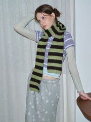 Green & Black Striped Soft Knit Neckwarmer