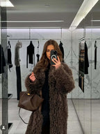 Elegant longline faux fur coat - View 9 | TEVQA