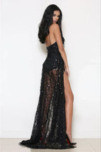 Sequin Maxi Dress with Side Split - View 9 | TEVQA