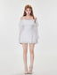 White Off-Shoulder Ruffle Swim Dress