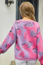Colorblock Strawberry Cardigan - View 20 | TEVQA