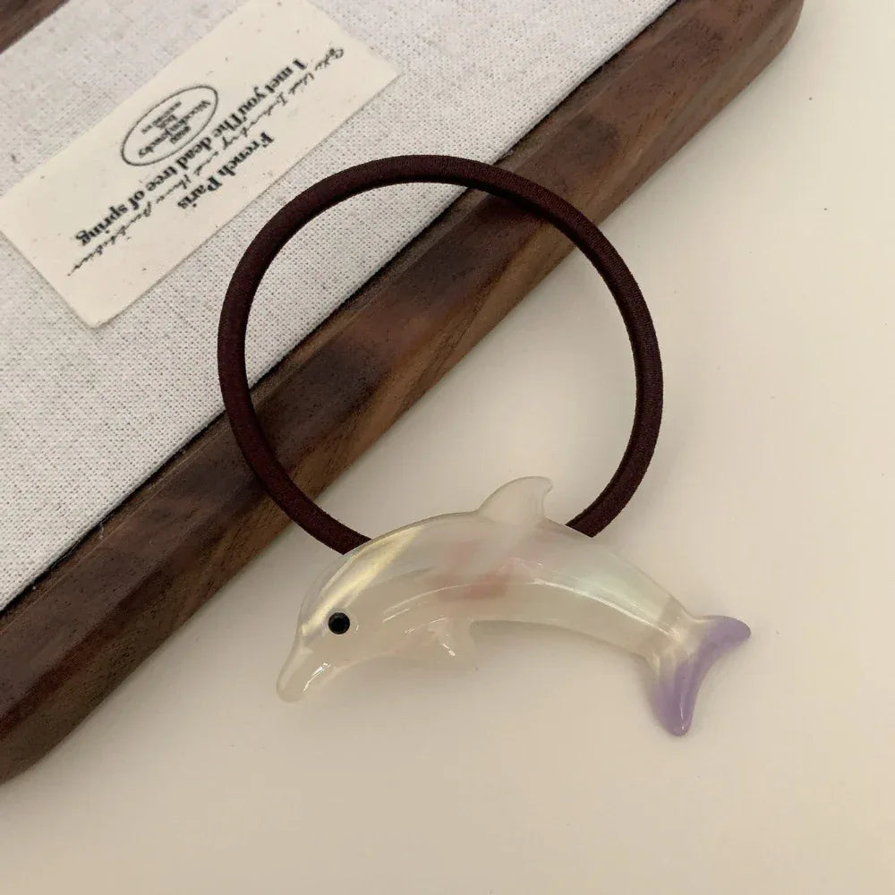 Pearlescent dolphin charm hair tie - View 8 | TEVQA