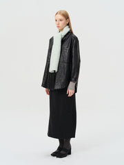 Soft Bouclé Wool Blend Knit Scarf