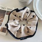 Oversized polka dot scrunchie with faux leather trim - View 7 | TEVQA