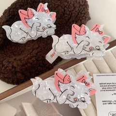 3.5 Inch Parisian Kitten Acetate Hair Claw - White & Pink Bow Design