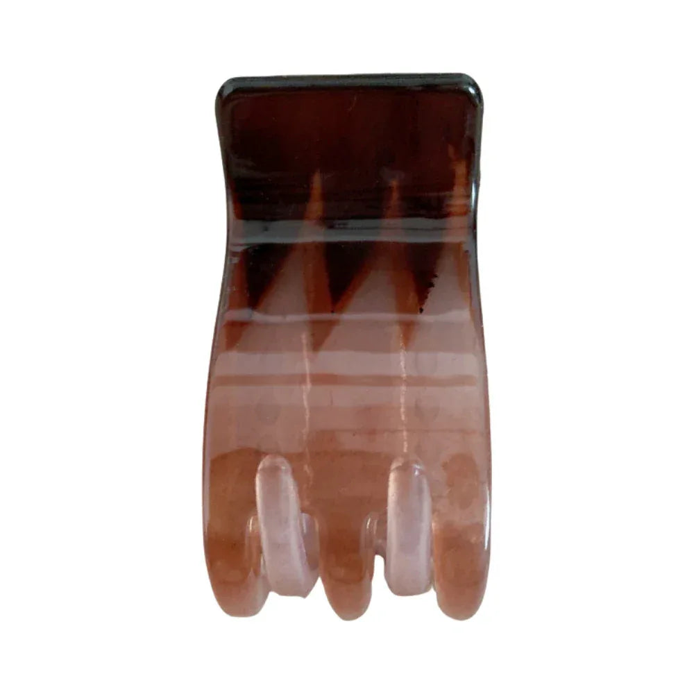 A single brown hand-shaped claw clip with a gradient from dark brown to light brown. Main image