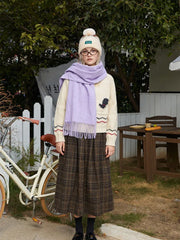 Classic Heathered Wool Blend Scarf - View 7 | TEVQA