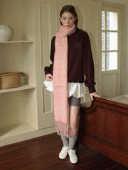 20% New Zealand Wool Blend Red Plaid Brushed Scarf