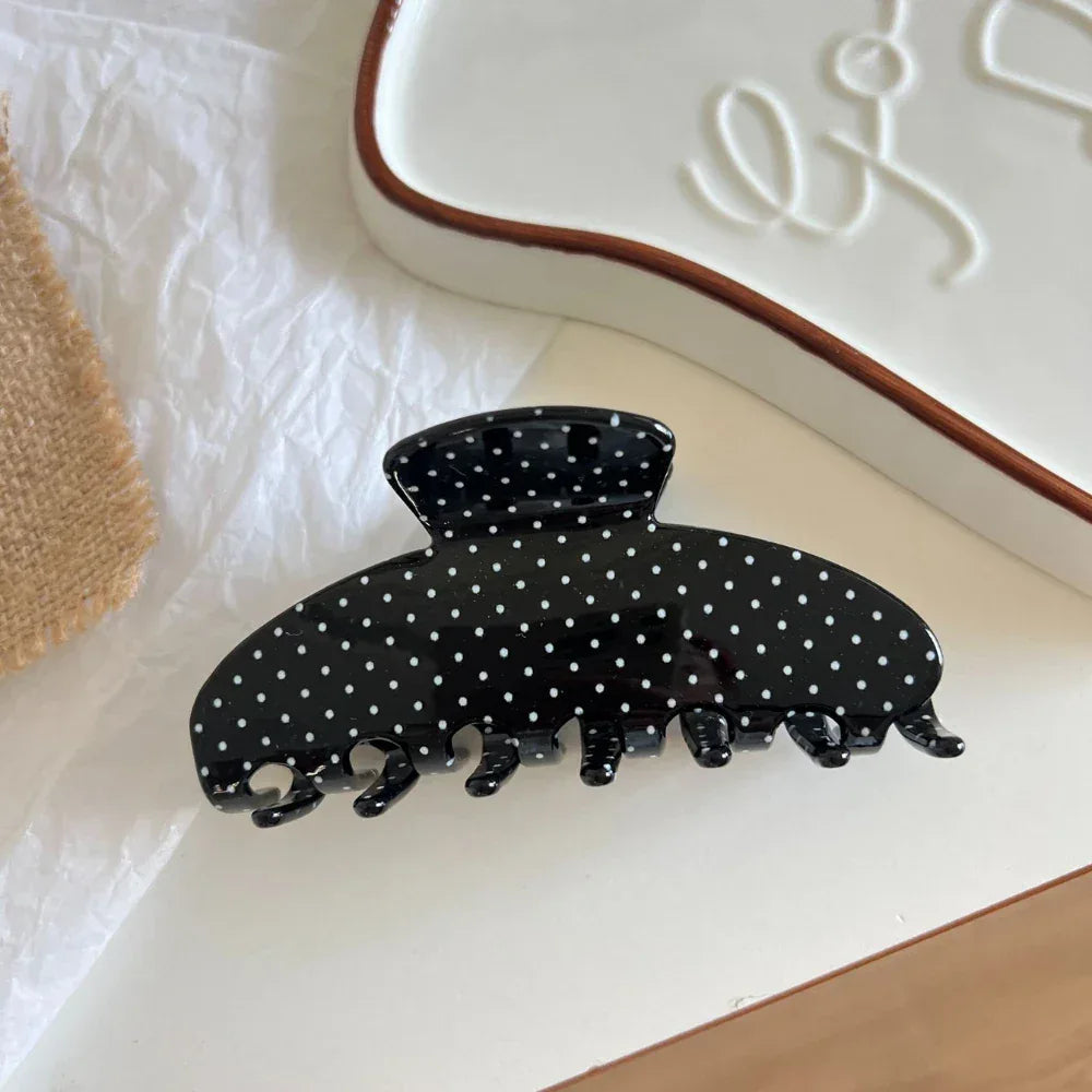 Large Polka Dot Acetate Hair Claw Clip - View 6 | TEVQA