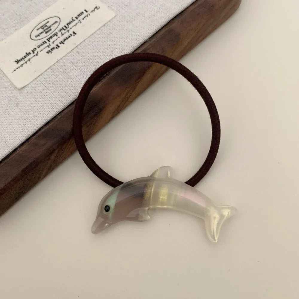 Pearlescent dolphin charm hair tie - View 7 | TEVQA
