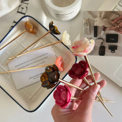 French Acetate Flower Hair Stick (5.9 Inch) - TEVQA