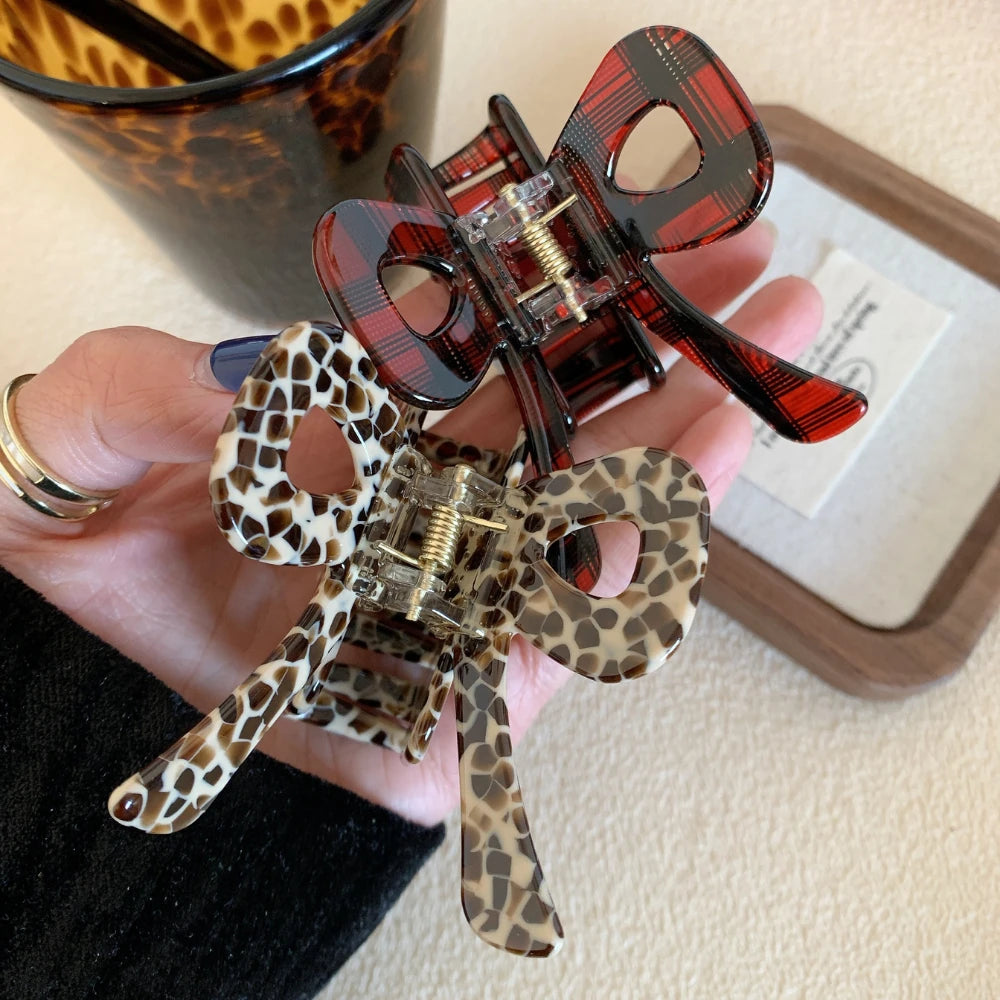 Acetate Bow Hair Claw Clip - 2.7 Inch Preppy & Patterned Hair Accessory