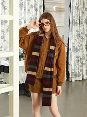 Retro Multi-Color Striped Wool Blend Scarf - TEVQA
