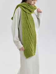 Vintage Rose Cable Knit Scarf - TEVQA
