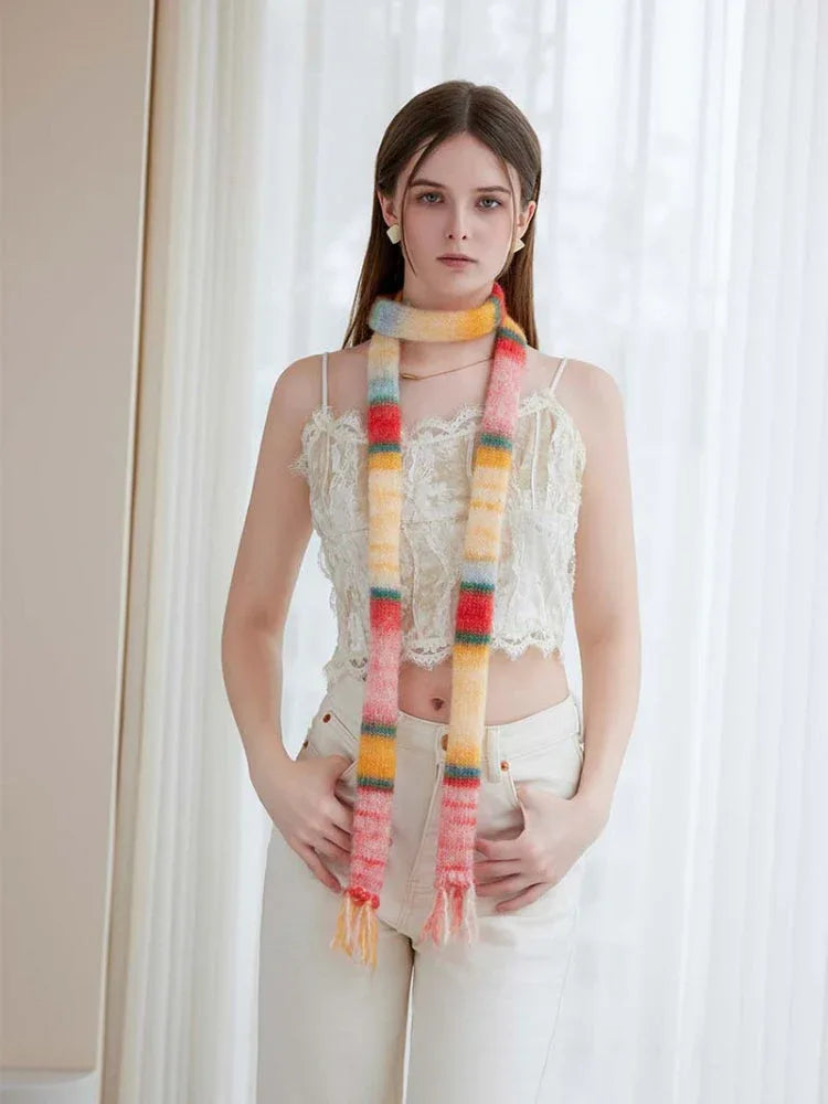 Y2K Gradient Skinny Scarf - TEVQA