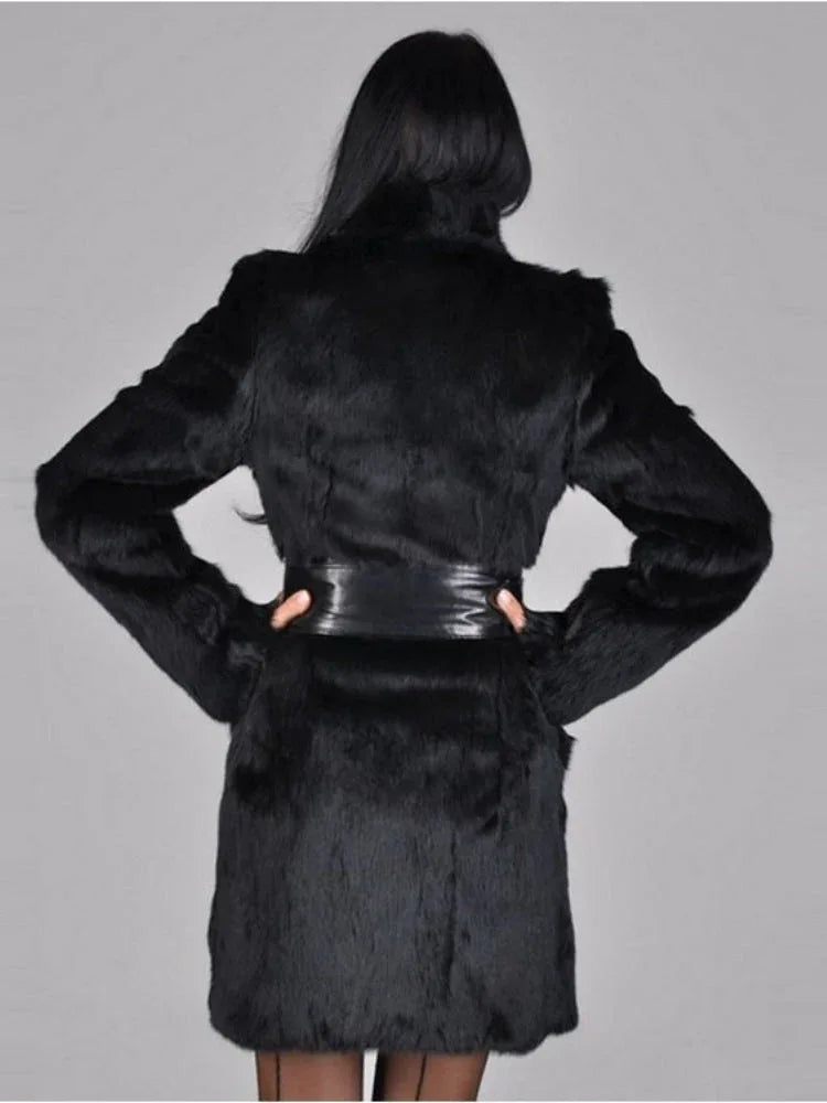 Faux Fur Coat with Belted Waist Secondary image