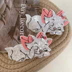3.5 Inch Parisian Kitten Acetate Hair Claw - White & Pink Bow Design - TEVQA