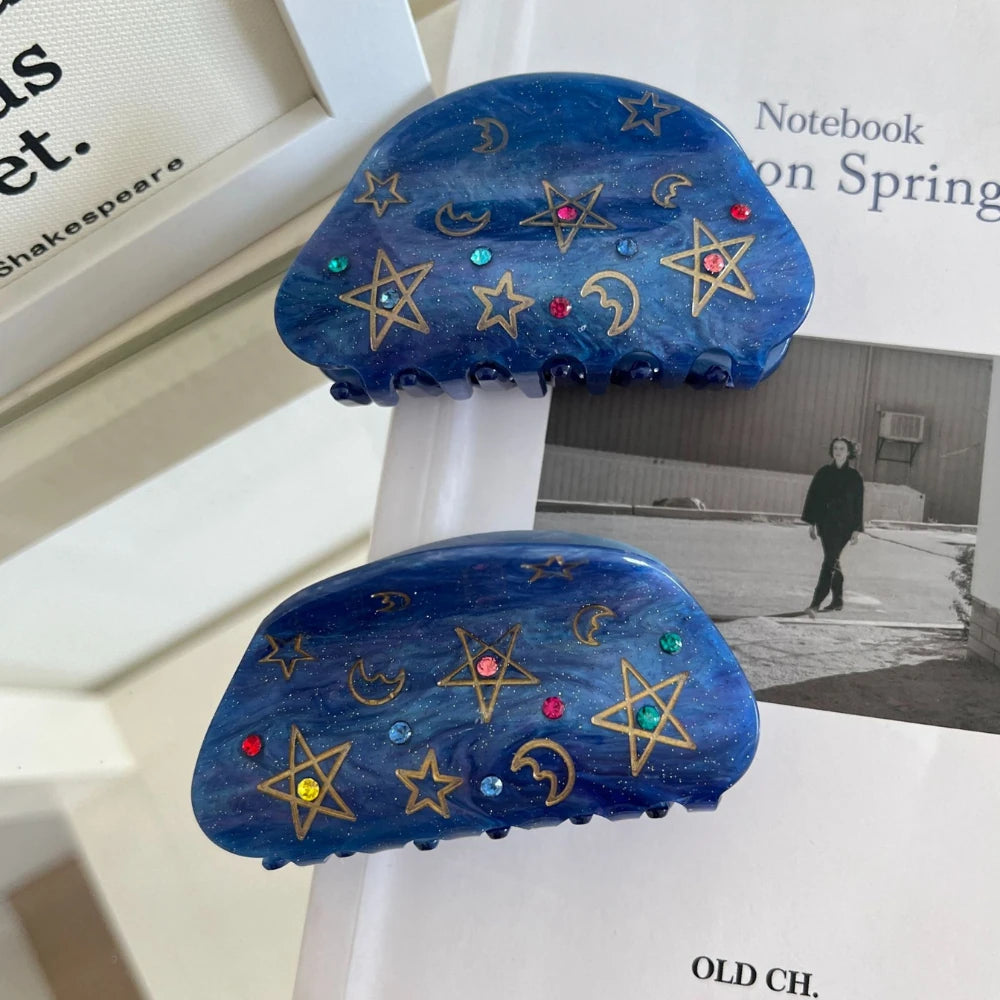 Celestial Starry Night Jeweled Hair Claw (3.1 Inch)