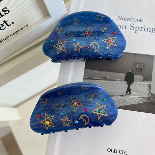 Celestial Starry Night Jeweled Hair Claw (3.1 Inch)