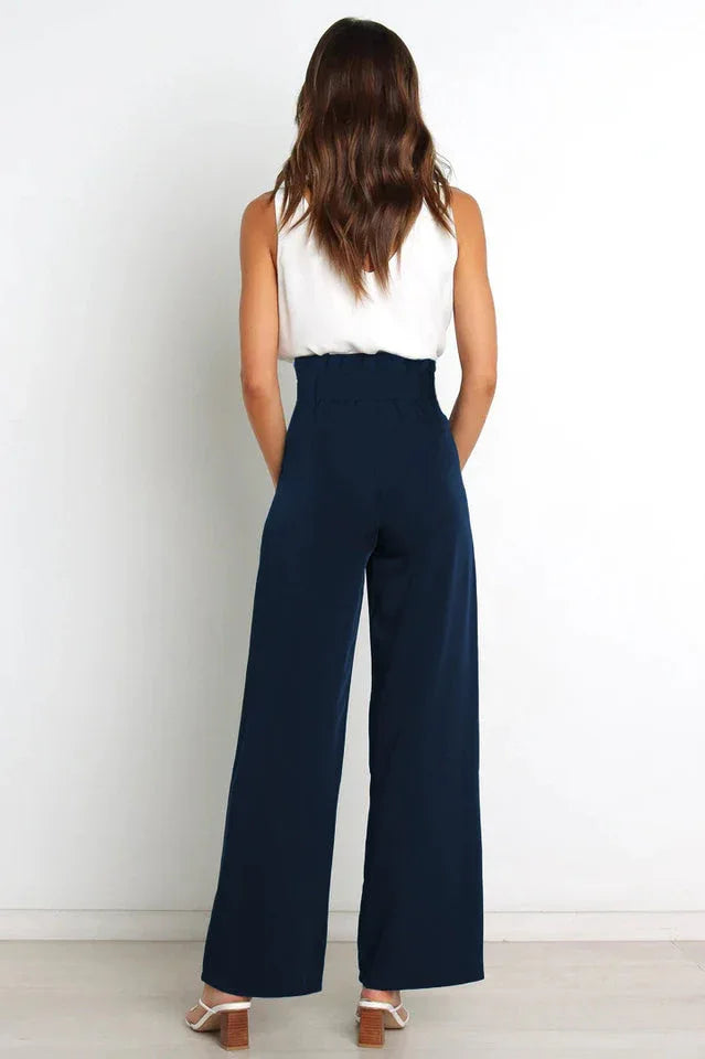 High Waist Belted Wide Leg Pants - View 17 | TEVQA