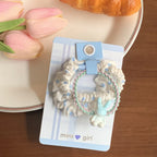 Mini hair scrunchie set with blue and white patterns and charms - View 7 | TEVQA