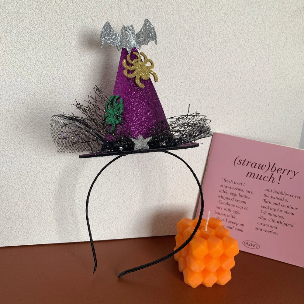 Glitter Mini Witch Hat Headband - 5 Inch Sparkly Halloween Party Accessory