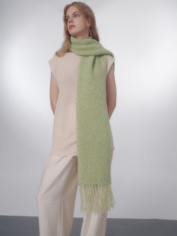 Korean Chic Bouclé Wool Blend Scarf